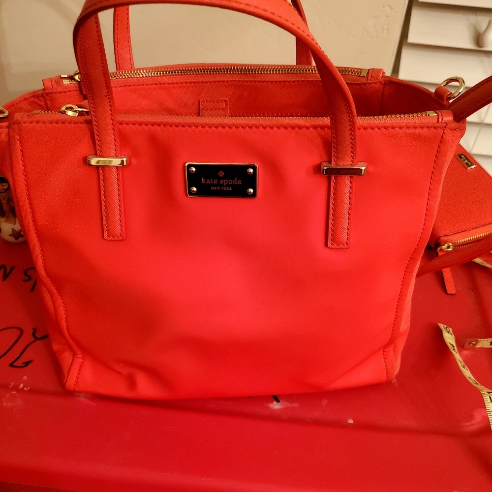 New red canvas Kate spade handbag/ tote.